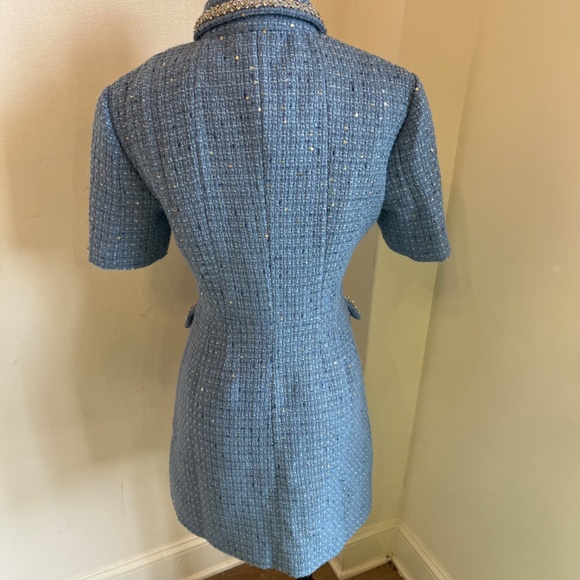 Maje blue tweed dress, size 34, NWT - Picture 4 of 5